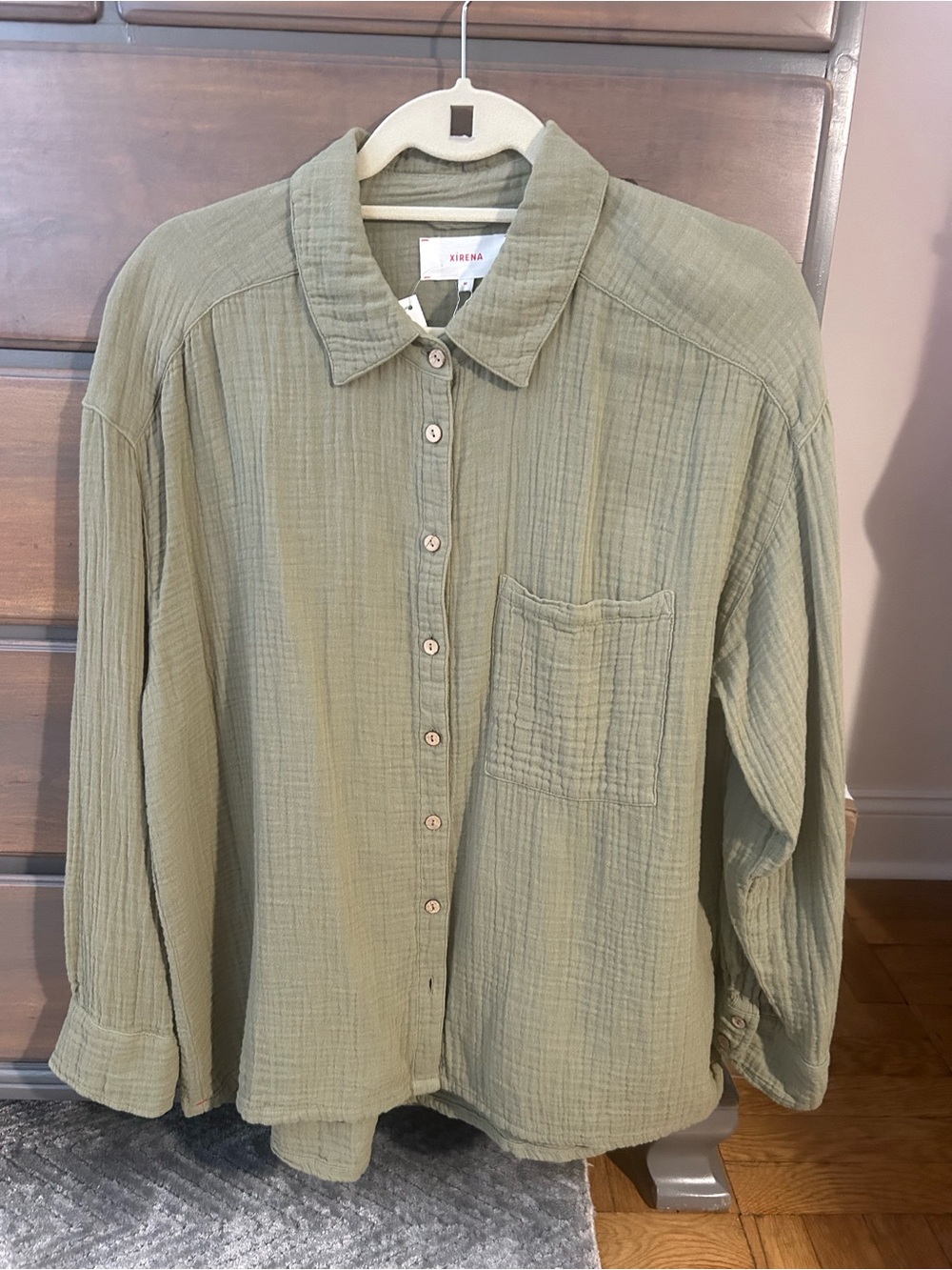 XiRENA Lightweight Shirt Jacket in Olive Green